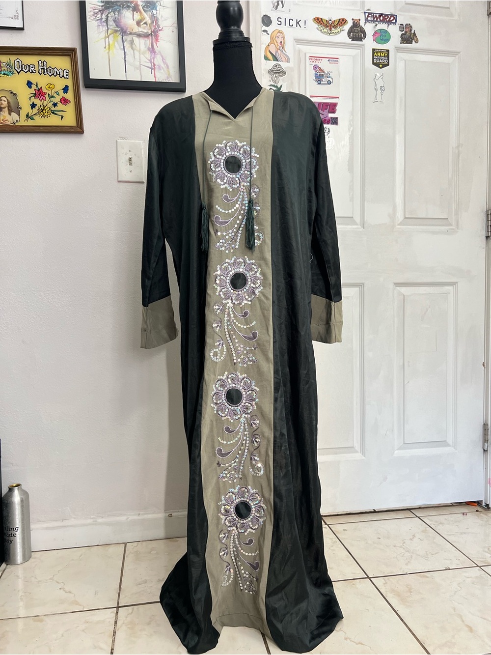 Embellished Two-Tone Long Women's Dress